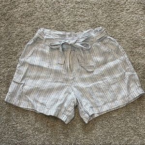 Anthropologie Stripped Paperbag High-Waist Shorts